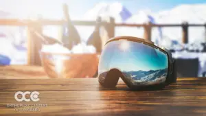 image of ski goggles at a Colorado ski resort encouraging people about ski injury prevention.